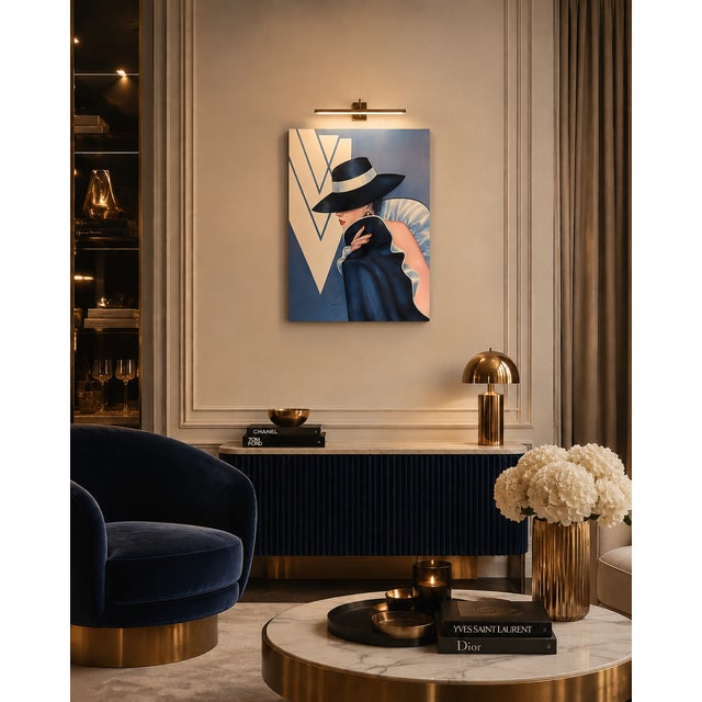 Art Deco “Glam Girl” by Ferraro on Wood Panel For Sale - Image 10 of 10
