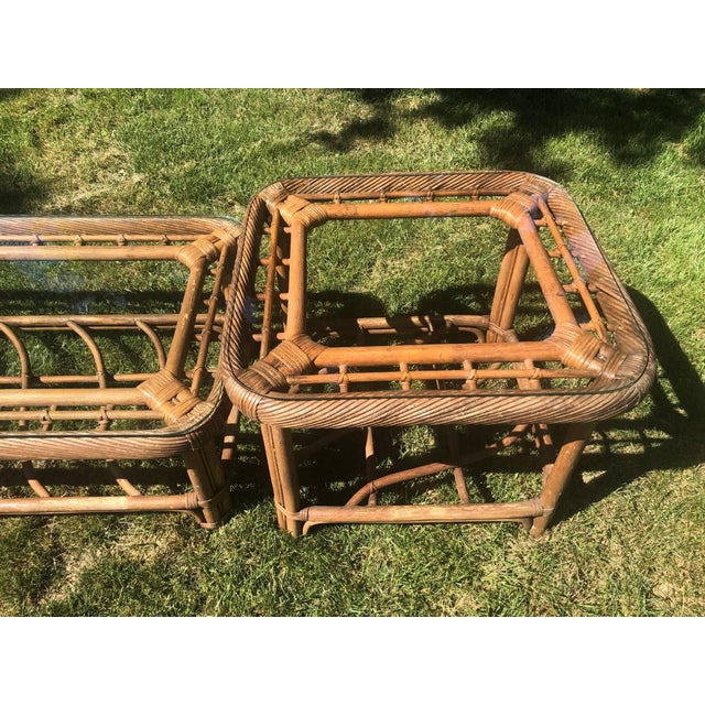 Vintage Lane Rattan Three Piece Matching Coffee Table Set 3 Pieces