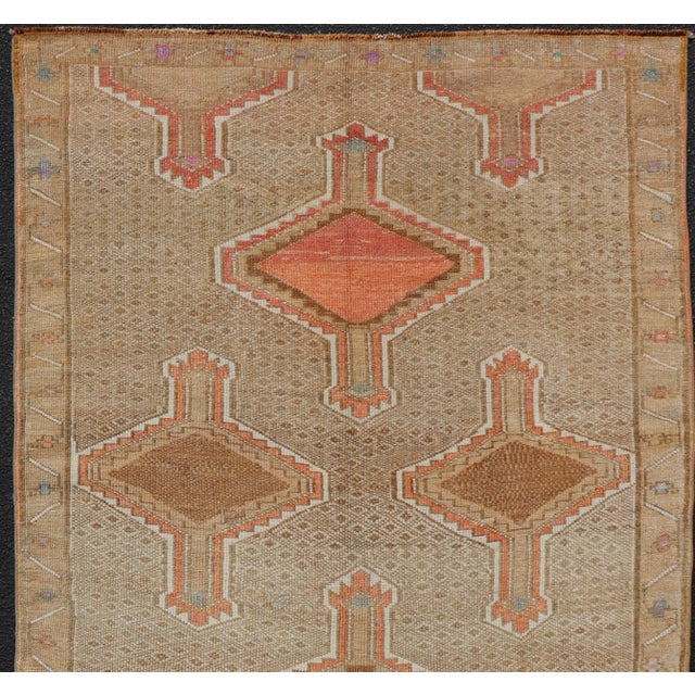 Textile Unique & Colorful Turkish Kars Runner With Tribal Designs and Geometric Motifs For Sale - Image 7 of 11