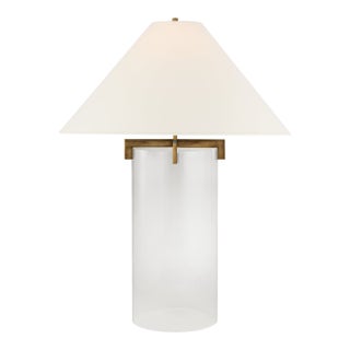 J. Randall Powers by Visual Comfort Signature Brooks Table Lamp in Crystal and Gilded Iron with Linen Shade For Sale