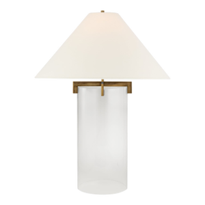 J. Randall Powers by Visual Comfort Signature Brooks Table Lamp in Crystal and Gilded Iron with Linen Shade