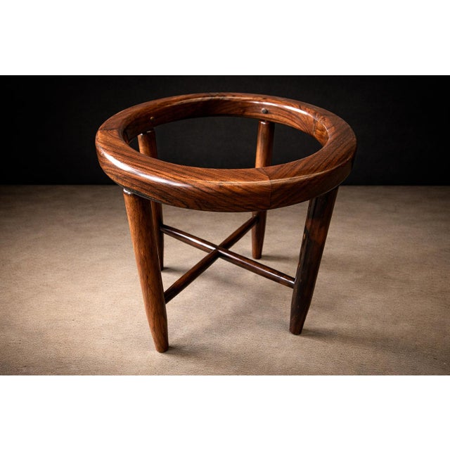 Mid-Century Modern Found Collectibles Maracanã-Inspired Side Tables in Reclaimed Brazilian Rosewood and Honed Travertine For Sale - Image 3 of 15