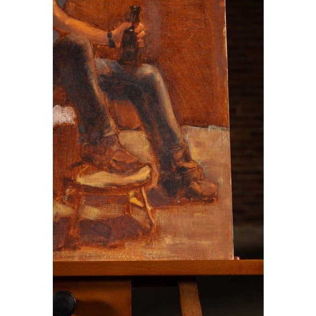 Late 20th Century Male Figurative Study | Contemporary Mog Young Park Oil Painting For Sale - Image 4 of 6