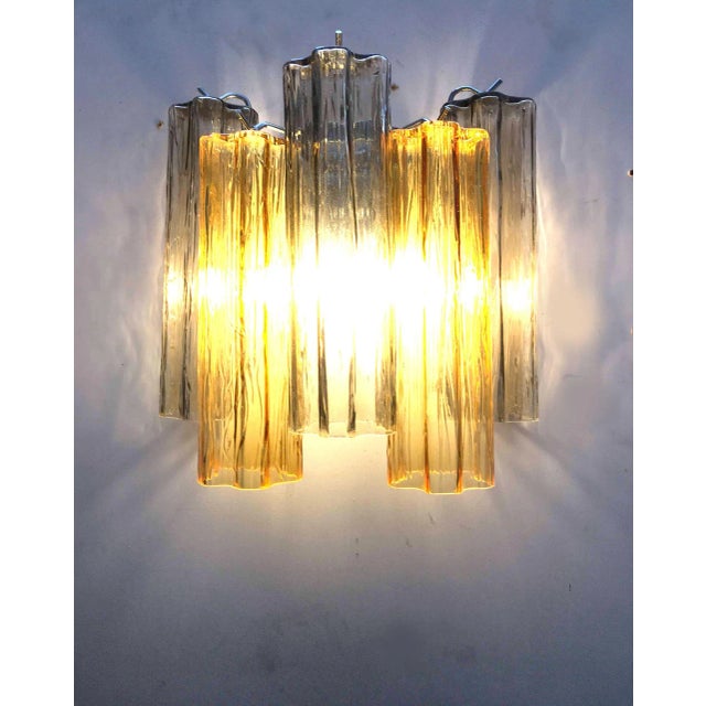 Contemporary Amber and Fume Tronchi Murano Glass Wall Sconce-1l For Sale - Image 3 of 8