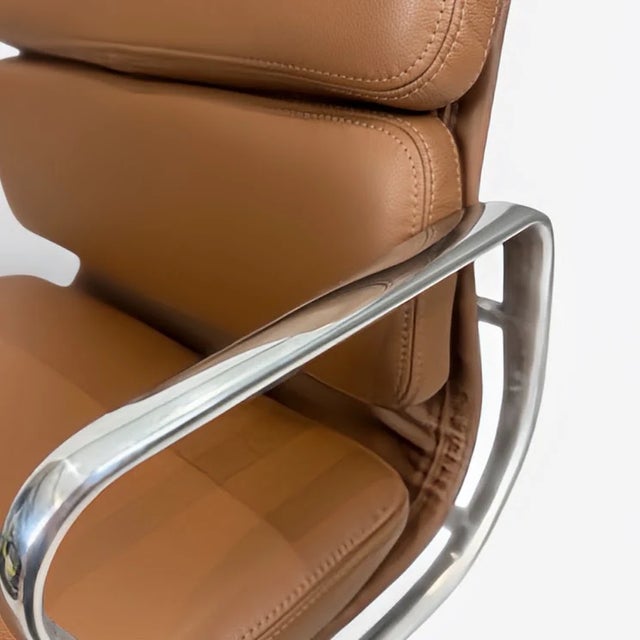 Eames for Herman Miller Aluminum Group Soft Pad Management Chair - Brown Leather For Sale - Image 9 of 10
