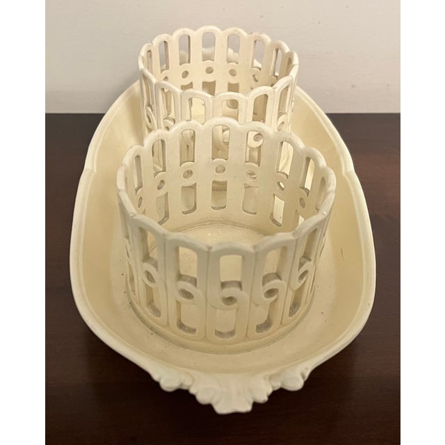 Antique 18th Century French Creamware Cruet Bottle Stand For Sale - Image 4 of 13