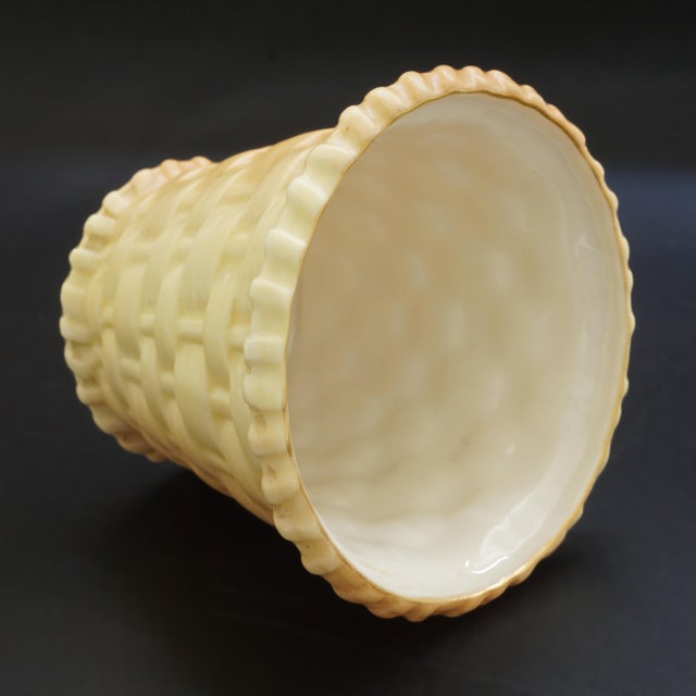 Ceramic Pair of Antique Royal Worcester Blush Ivory Miniature Cachepots Registry Design Year 1897 For Sale - Image 7 of 10