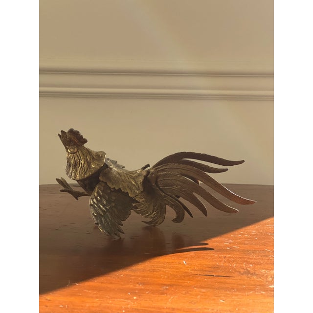 Mid 20th Century Brass Fighting Roosters- a Pair For Sale - Image 12 of 12