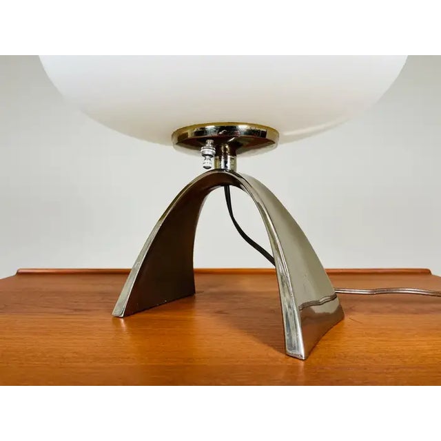 Metal Vintage Laurel Arch Chrome Base Mushroom Table Lamp 1960s For Sale - Image 7 of 7
