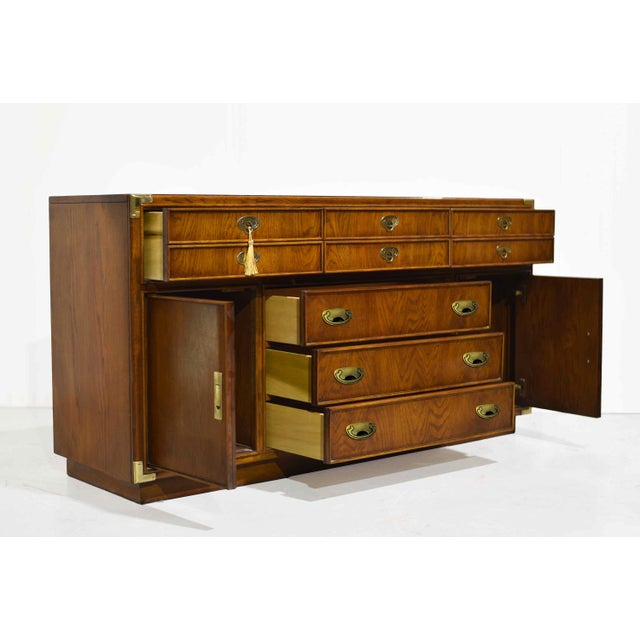 1970s Campaign Style 6 Drawer Sideboard by Lexington Furniture For Sale In Chicago - Image 6 of 12
