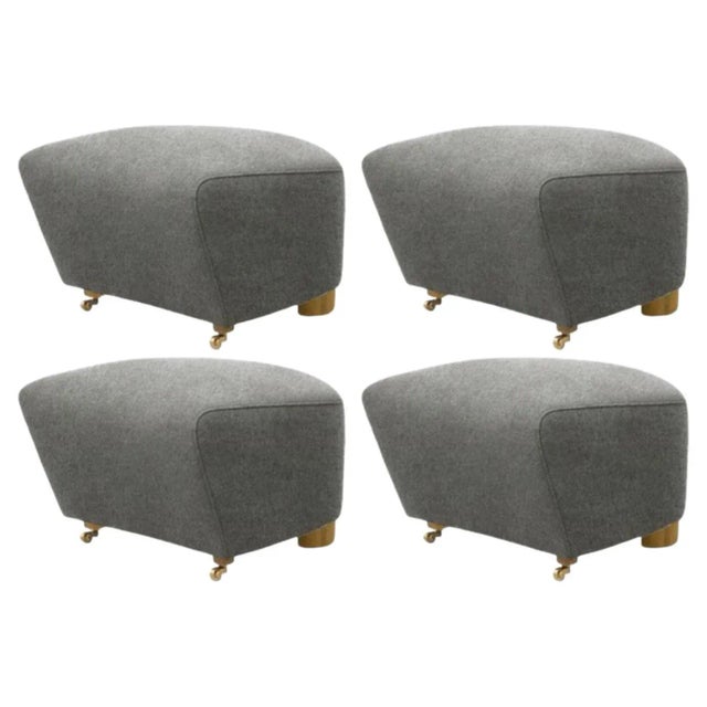 Gray Grey Natural Oak Hallingdal the Tired Man Footstools by Lassen, Set of 4 For Sale - Image 8 of 8