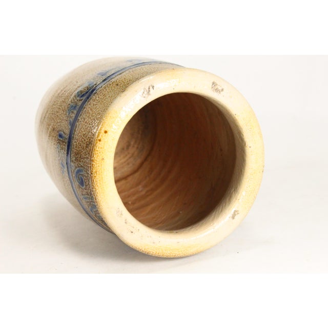 Rare 19th C Blue on Beige Stoneware Anchovies Jar, New England For Sale - Image 16 of 17