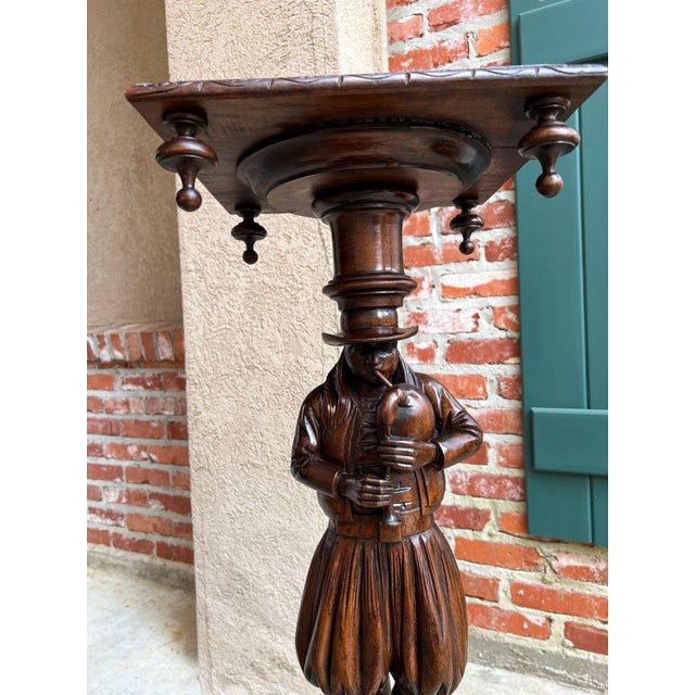 Wood Antique French Breton Pedestal Stands Pair Carved Figural Display Brittany C1900 For Sale - Image 7 of 18