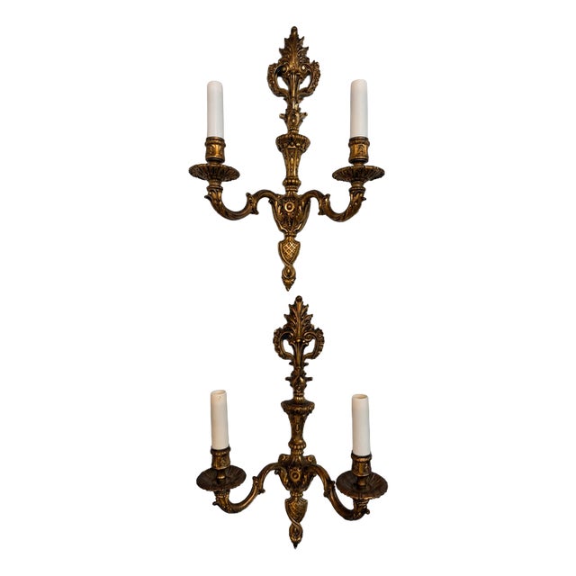 Antique French Sconces in Bronze, Set of 2 For Sale