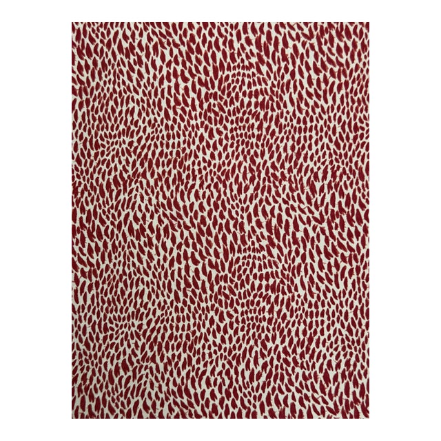 Le Manach / Pierre Frey Plumettes Rouge De Chine Cotton Fabric L4172011 Imprimes Le Manach Collection 5 Yards For Sale