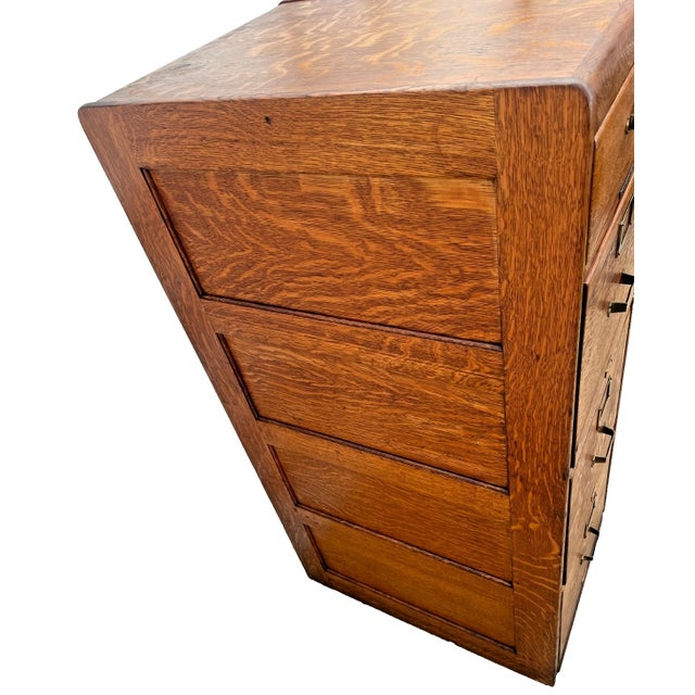 Early 20th Century Antique Tiger Oak Filing Cabinet Library Bureau Solemakers Four Drawers 3 Legal Size For Sale - Image 5 of 11