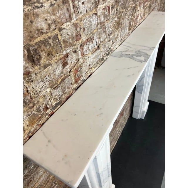 Stone 19th Century Carrara Marble Bullseye Fireplace Mantelpiece - Missing Top Shelf Piece For Sale - Image 7 of 10