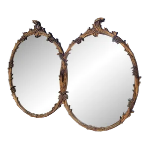 Mid 20th Century French Rococo Style Double Oval Frame Mirror