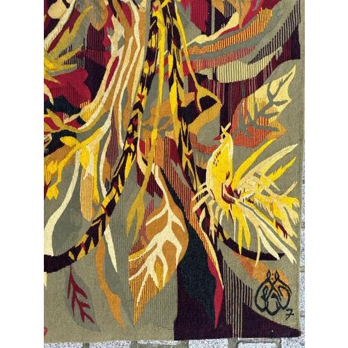 Vintage Aubusson Tapestry with Herve Lelong Design, 1960s For Sale - Image 11 of 18
