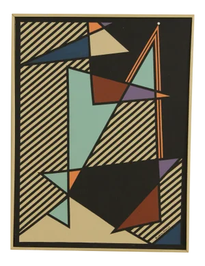 Barbara Frank Untitled Abstract Geometric Postmodern Framed, Oil Painting on Canvas