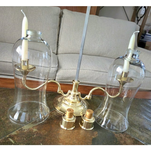 This Baldwin Brass Candleabra is lovely displayed on it's own used as a centerpiece with or without the glass chimneys. It...