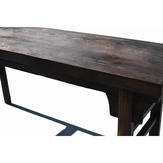 Chinese Antique Chinese Solid Single Board Console Table For Sale - Image 3 of 12
