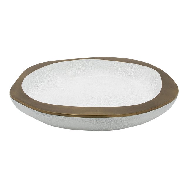 Bowl in White Shagreen With Bronze Patina Brass Details R&y Augousti For Sale