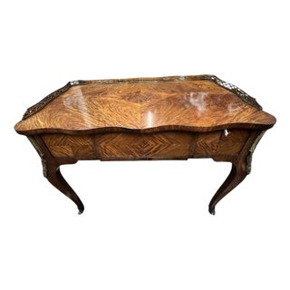 Louis XV French Burl Wood and Marquetry Writing Desk, 1920s For Sale