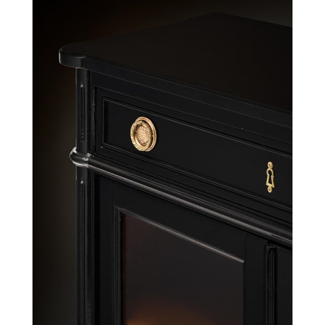 Petite French Louis XVI Style Ebonized Mahogany Vitrine For Sale In Austin - Image 6 of 9