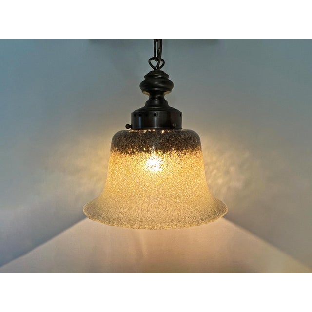 Vintage Mushroom Pendant Lamp in Brass and Hand-Blown Glass from Peill & Putzler, Germany, 1970s For Sale - Image 11 of 11