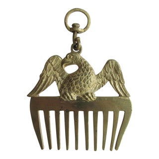 Antique Brass Horse Comb With an Eagle Wall Decor For Sale