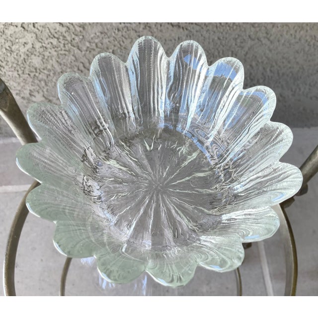 Transparent Circa 1970 Pilgrim Glass Handblown Textured “Ice” Petals Crudité Platter Set – A Pair For Sale - Image 8 of 13