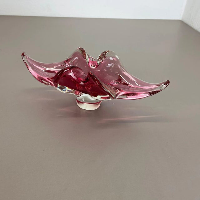Large Murano Glass Pink Floral Bowl, Italy, 1970s For Sale - Image 3 of 17