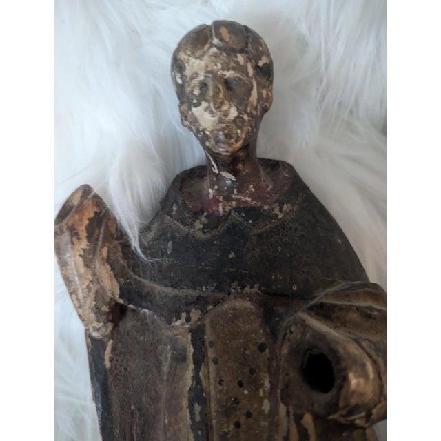 Antique Hand-Painted Wooden Monk Santos Figure From 1800s For Sale In Sacramento - Image 6 of 6