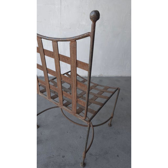 Brown Vintage Rustic Iron Garden Side Chair For Sale - Image 8 of 11
