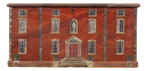 19th Century Country English Chest With House Facade Georgian Trunk