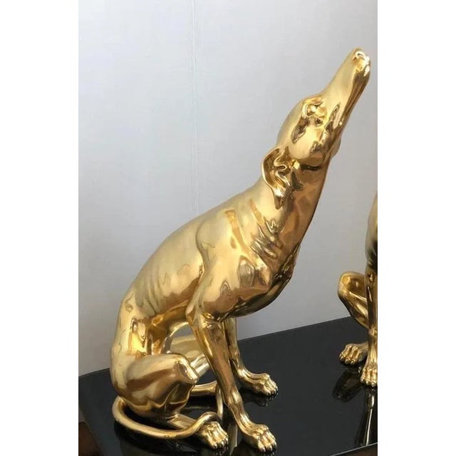 Gilt Bronze Sculptures of Dogs, Set of 2 For Sale - Image 6 of 9