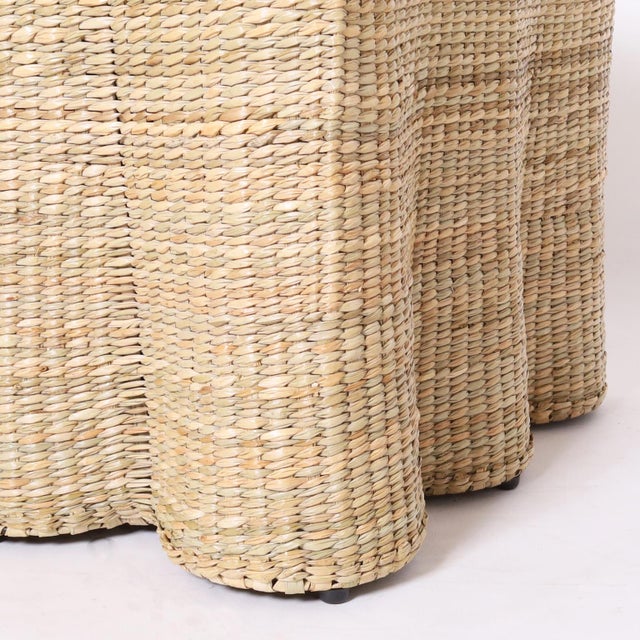 Pair of Woven Reed Square Ghost Drapery Stands For Sale - Image 9 of 9