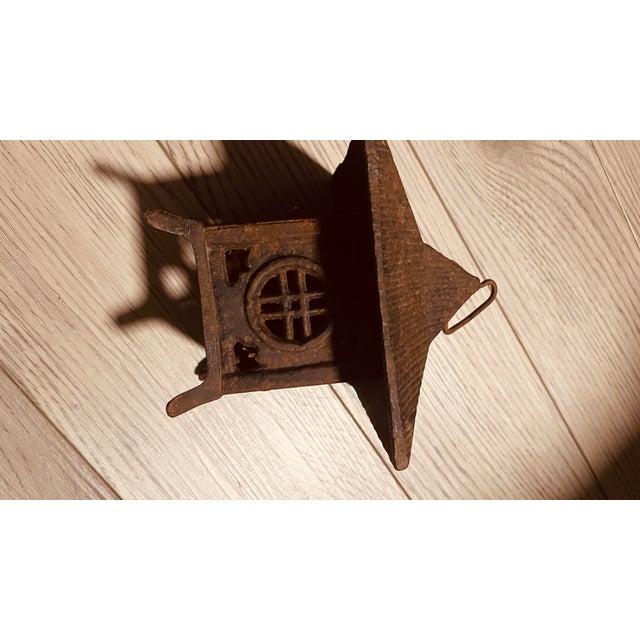 Antique Pagota Japanese Garden Lantern, Ancient Japanese Traditional Wrought-Iron Candle Lantern For Sale - Image 4 of 7