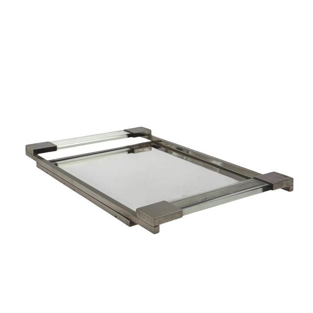 Modernist Acrylic Glass Mirrored Tray from Jacques Adnet, France, 1950 For Sale - Image 9 of 12