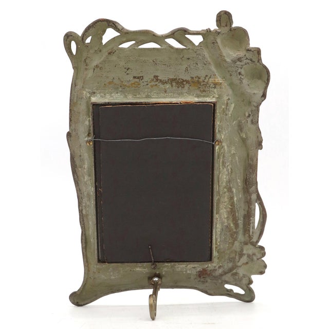 Mid 20th Century Art Nouveau Steel Picture Frame With Era Photograph-Unsigned For Sale In New York - Image 6 of 7