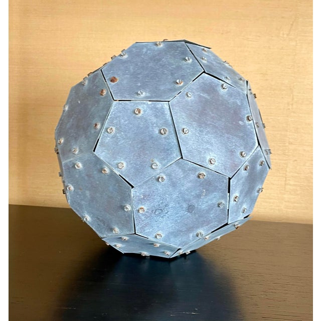 Monumental Vintage 32-Faceted Riveted Steel Geometric Sculpture For Sale In Los Angeles - Image 6 of 11