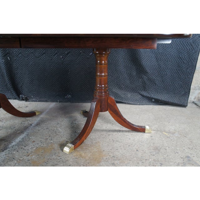 Wood Attributed Williams Sonoma Home Regency Style Cherry Double Pedestal Dining Room Table For Sale - Image 7 of 11