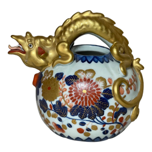 Vintage Handmade Japanese Imari Gilded Dragon Painted Porcelain Dragon Teapot