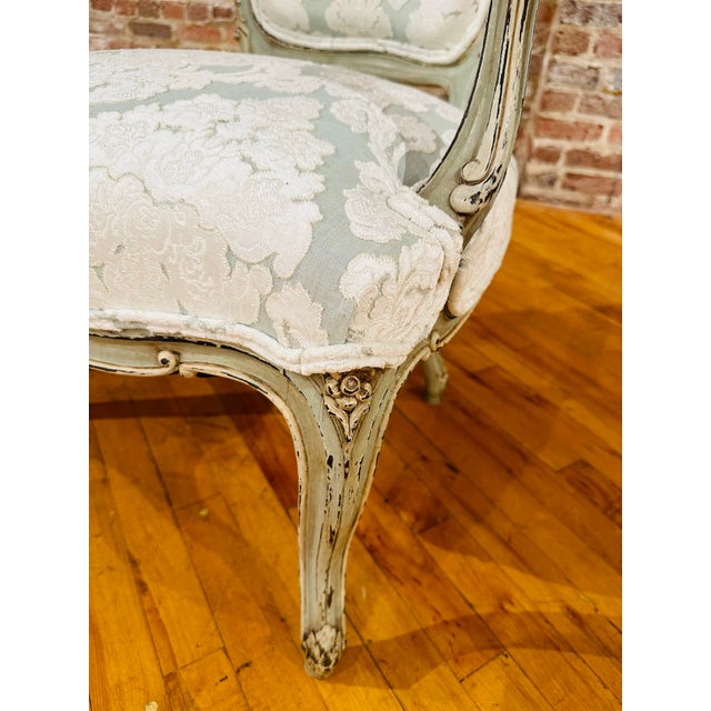 Wood French Painted Chairs, Reupholstered, a Pair For Sale - Image 7 of 11