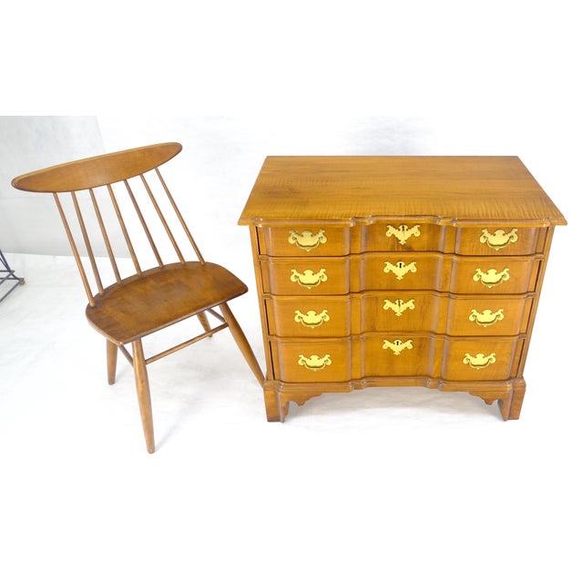 Very Fine Solid Tiger Maple Block Front Bracket Feet Bachelor Dresser Chest