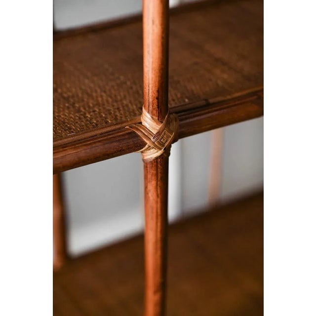 Bamboo Bookcase with Leather Ligatures For Sale - Image 4 of 8