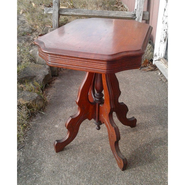 Late 19th Century Antique Victorian Eastlake Solid Walnut Parlor Table 1870s For Sale - Image 5 of 18