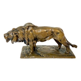 Early 20th Century Frederick G. R. Roth “Columbia Lion” American Bronze Animalier Sculpture For Sale