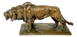 Early 20th Century Frederick G. R. Roth “Columbia Lion” American Bronze Animalier Sculpture